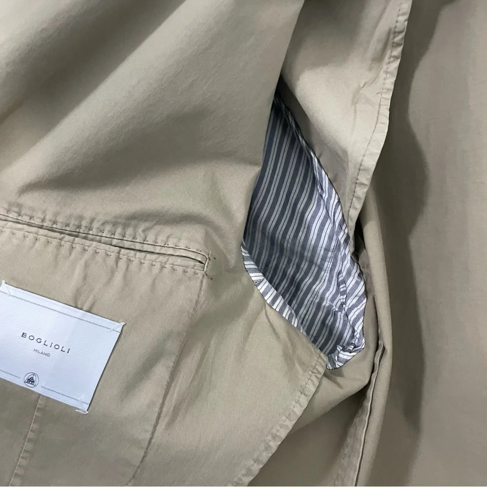 Boglioli Beige Stretch Cotton Blazer Made in Italy Size EU52